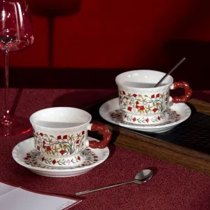 Home Decor Ceramic Tea Cup Set Floral Porcelain Coffee Cup with Matching Saucer