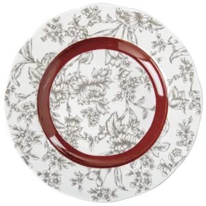 Red Style Ceramic Plate Porcelain Tableware Wedding Floral Dish