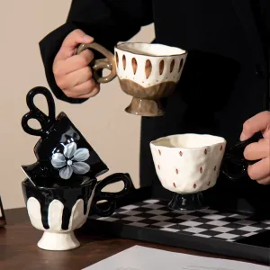 300ml Capacity Nordic Ins Hand Painted Ceramic Mug with Butterfly Handle
