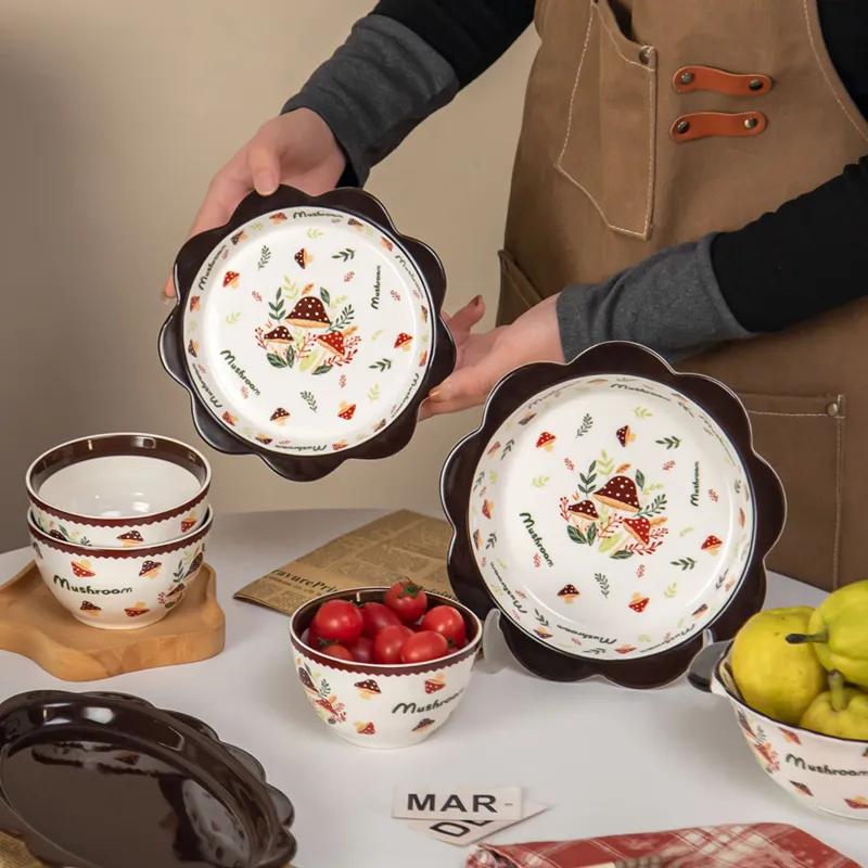 Mushroom Themed Ceramic Tableware Set