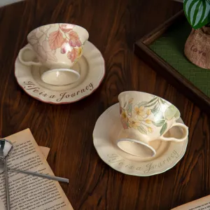 Nordic Style Floral Porcelain Cup and Saucer