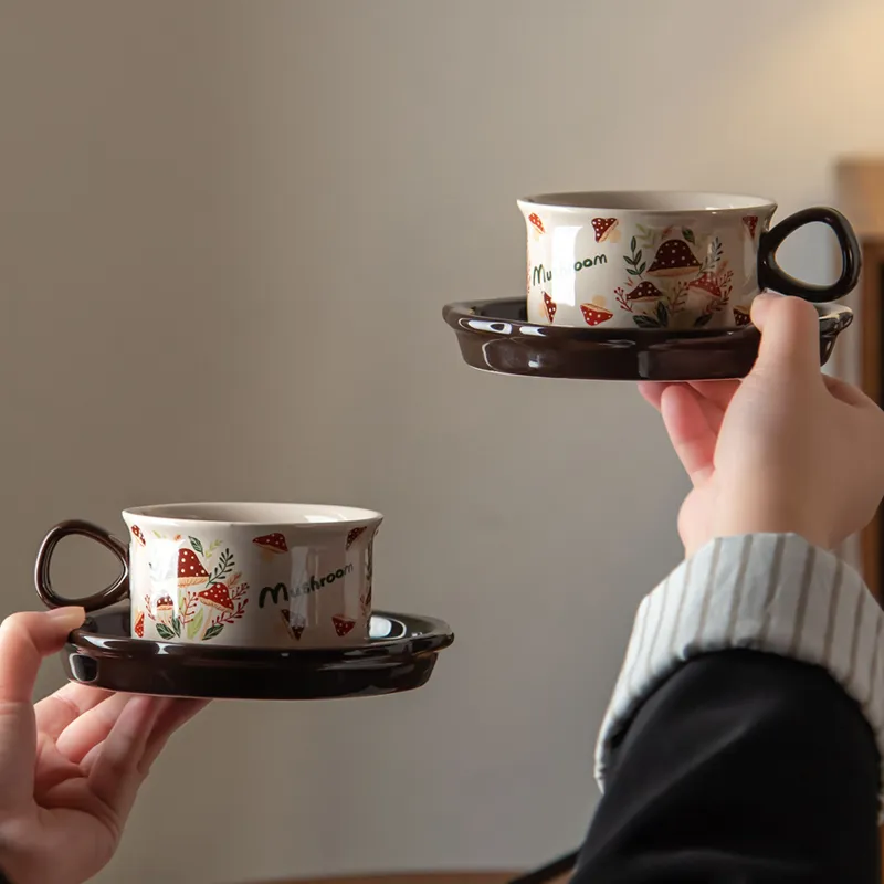 Nature-Inspired Mushroom Ceramic Coffee Set for Everyday Dining