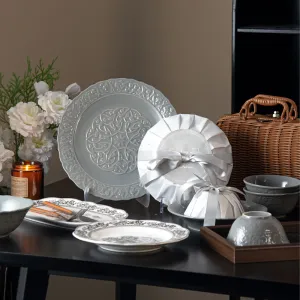 Elegant Gray Mary Embossed Porcelain Dinnerware Collection for Modern Dining
