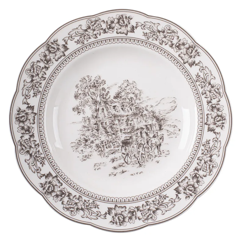 Gray Mary Embossed Ceramic Tableware Reinforced Porcelain Tableware for Everyday Use