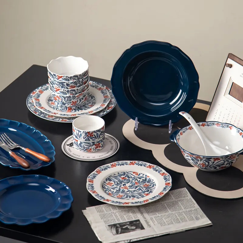 Blue-Tone Ceramic Dinnerware Set | Stylish Ceramic Plates for Modern Homes