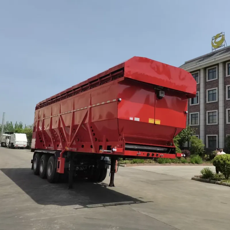 Conveyor belt self-unloading semi-trailer