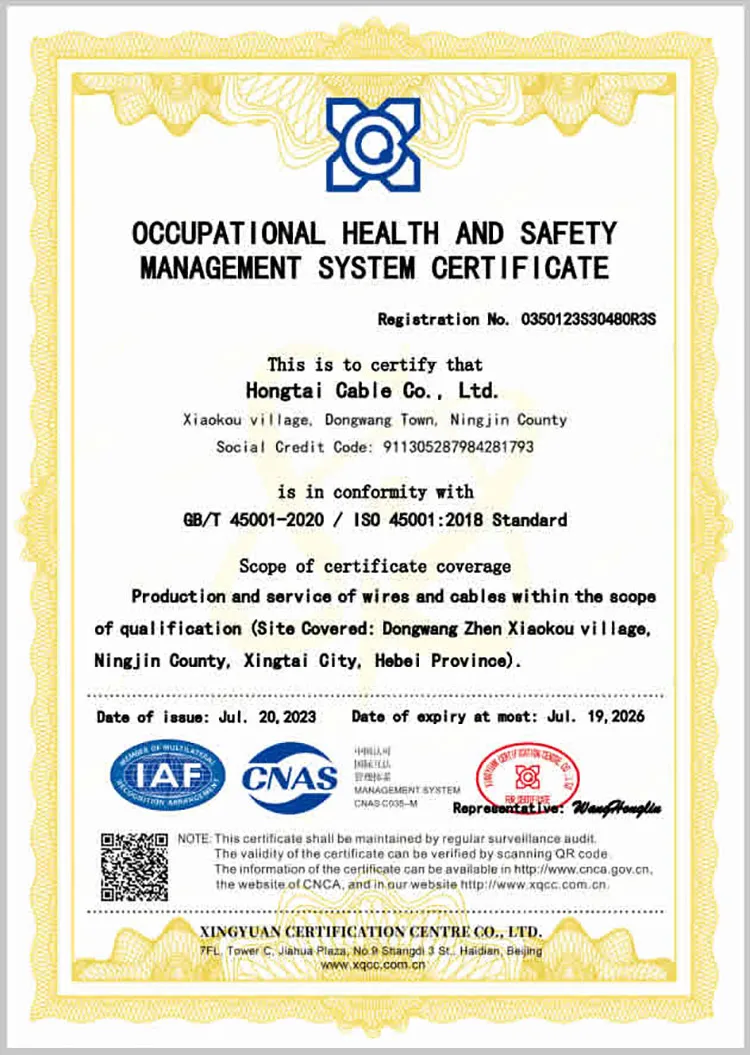 شهادة نظام إدارة الصحة والسلامة المهنية