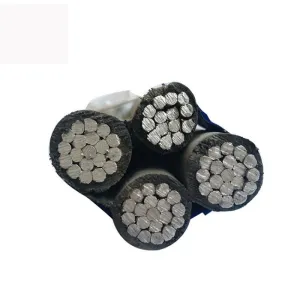0.6/1kV ABC Aerial Bundle Cable, Aluminum Alloy Conductor, for Service Drop (Triplex: 2 Insulated + 1 Bare Messenger), XLPE Insulated