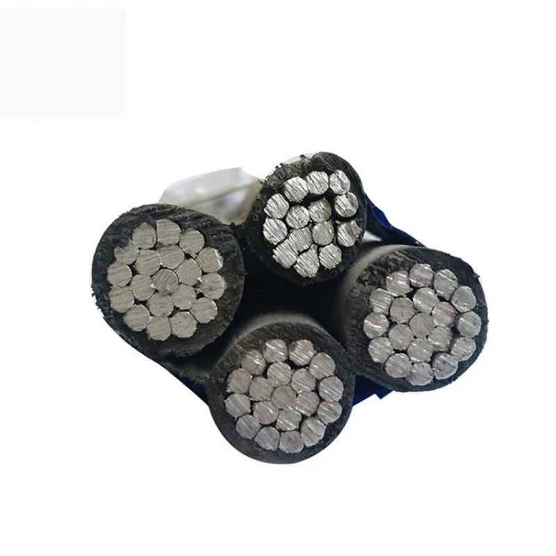 0.6/1kV ABC Aerial Bundle Cable, Aluminum Alloy Conductor, for Service Drop (Triplex: 2 Insulated + 1 Bare Messenger), XLPE Insulated