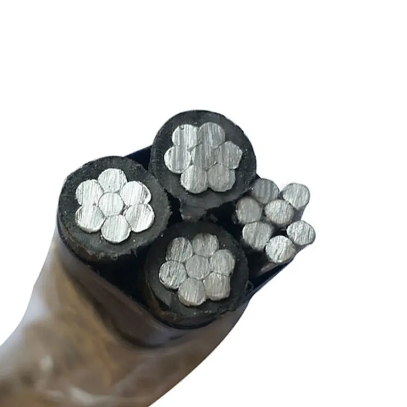 Triplex ABC Service Drop Cable, Aluminum Conductor, 2/4/6 AWG, XLPE Insulated 600V, with Bare Neutral Messenger for Overhead 3-Phase Service