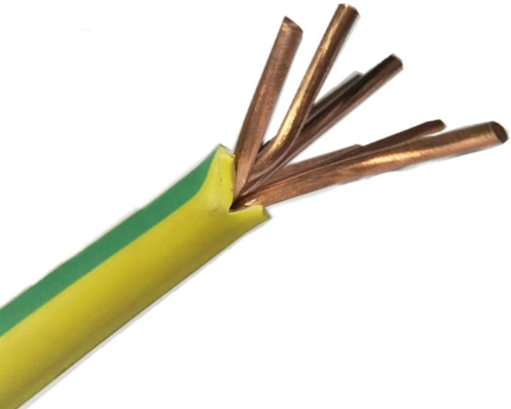 Green-Yellow PVC Insulated Stranded Copper Grounding Wire, Available in 10mm&sup2; , 16mm&sup2; , 25mm&sup2; , 35mm&sup2; , 50mm&sup2; , 70mm&sup2;