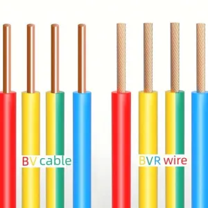 FR Flame Retardant PVC Insulated Electrical Wire Cable for House Building - Solid (BV) or Stranded (BVR) Copper Core - 1.5mm, 2.5mm, 4mm&sup2;