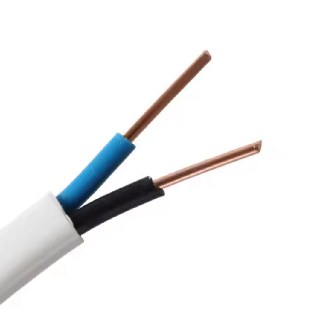 RVV Round Flexible Copper Cable 300/500V 2 Core Cables 1.5mm2 2.5mm2 White Electrical Wires with PVC Insulation