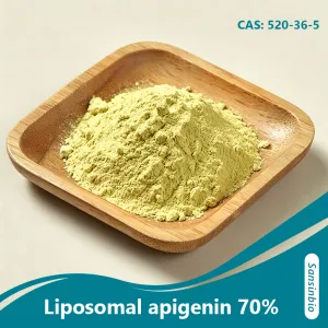 Poudre liposomale d'apig&eacute;nine &agrave; 70 % d&eacute;riv&eacute;e de la camomille, favorisant la sant&eacute; cellulaire et le sommeil.