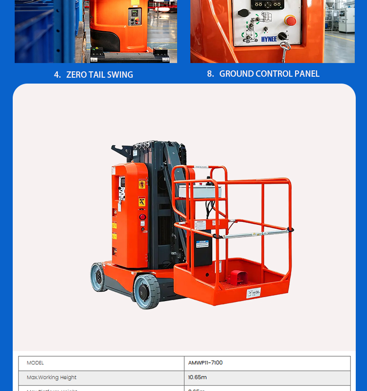 Self Propelled Vertical Mast Lift With Jib