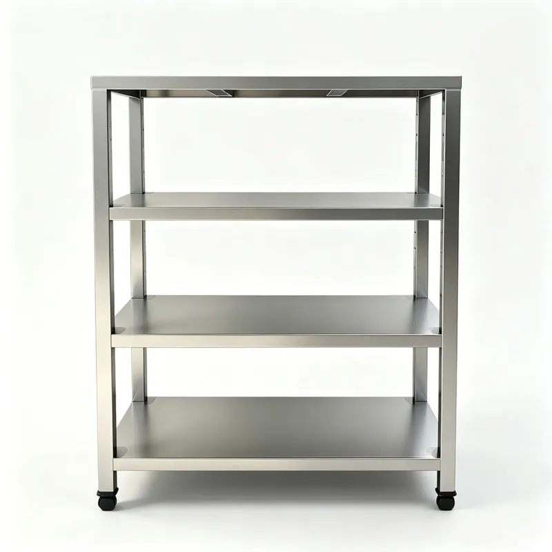 Stainless Steel 4-Tier Shelf Rack with Square Leg Design for Commercial Use