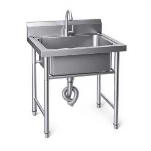 Wastafel Mangkuk Tunggal Stainless Steel untuk Penggunaan Dapur Komersial