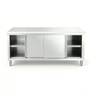 Стол для приготовления пищи из нержавеющей стали с раздвижными дверями для коммерческого использования