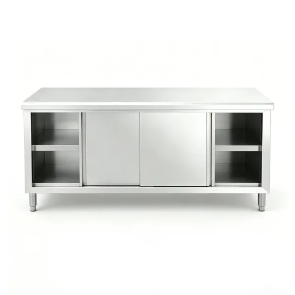 Стол для приготовления пищи из нержавеющей стали с раздвижными дверями для коммерческого использования