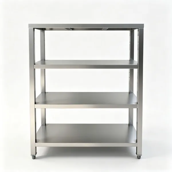 Rak Rak Stainless Steel 4 Tingkat Kaki Persegi untuk Dapur Komersial