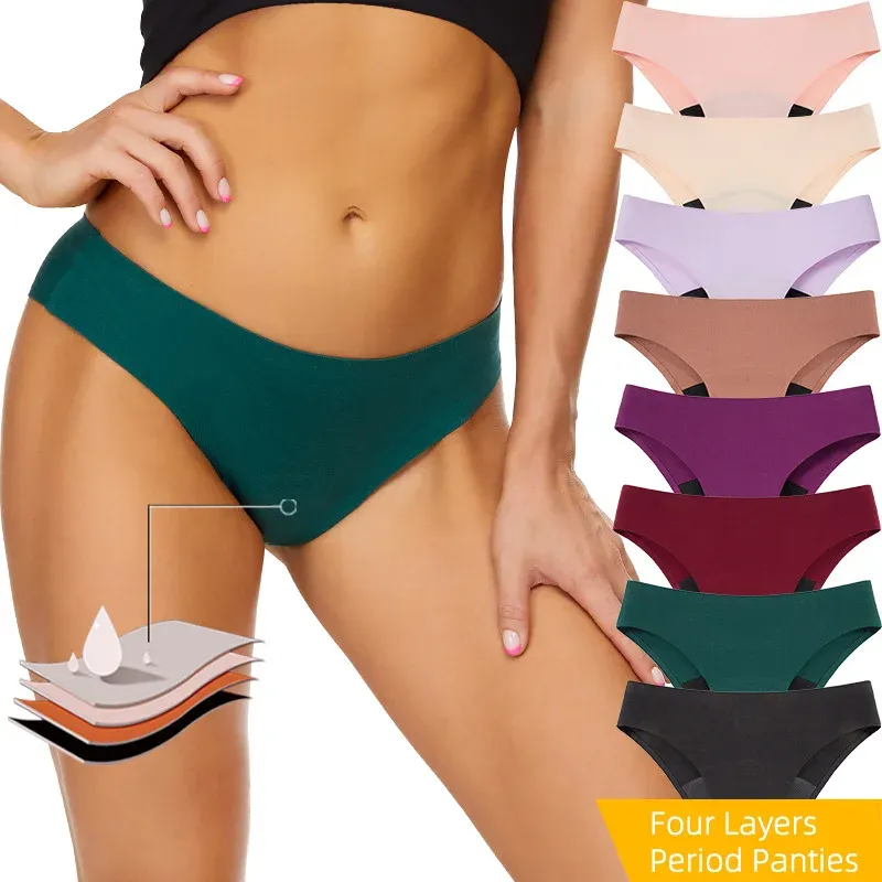 High Absorbency Cotton Menstrual Briefs Seamless Flow Teen for Period Underwear for Women Plus Size