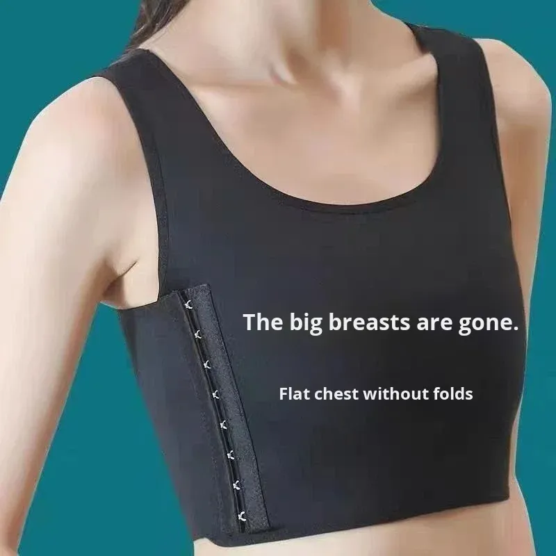 Les Seamless Thin Chest Wrap Shaping Bra Anti-Bacterial Stylish Large Bust Minimizer Shockproof Reduction Female Nylon Polyester