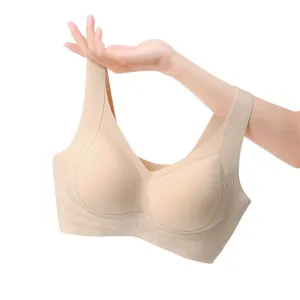 Professional New Women's Sexy Wire Free Bras Comfortable Cotton Lingerie Lace Decoration Breathable Thin Knitted Weave Logo Cup