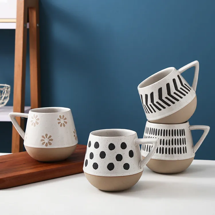 Home Creative Handmade Customized Logo Round Large Capacity Tea Coffee Cup Ceramic(C0002-0008)