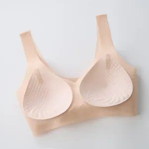 Trendy Women's Seamless Wireless Bras Push-Up Padding Breathable Knitted Weave Letter Logo Cup Lifting Support Everyday Fashion