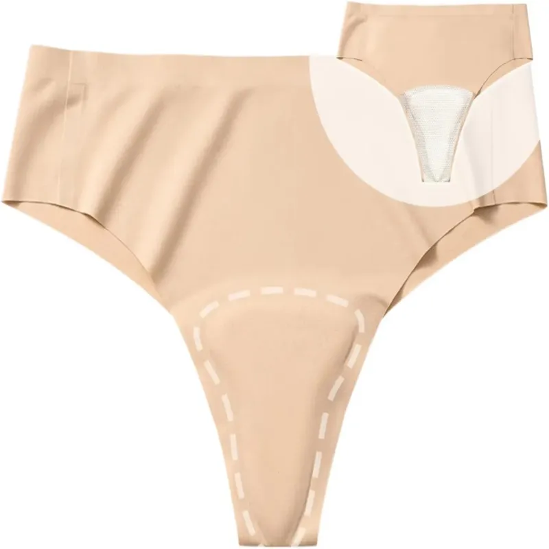 Women's Thin Everyday Yoga Pants Anti-Embarrassment Sports Underwear Invisible Seamless Camel Toe Proof Latex Pad Thong Bikini