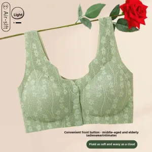 Large Size Seamless Breathable Bra for Women-Comfortable Sports Vest Front Closure Logo Cup Adjustable Padded for Summer Sports