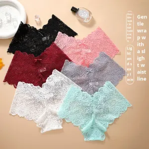 Sexy Solid Knitted Anti-Bacterial Thin Nylon/Cotton Low-Rise Plus Size Bikini Panties for Women