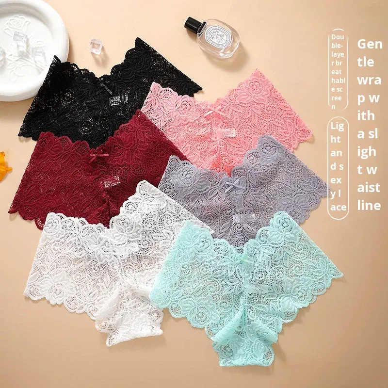 Sexy Solid Knitted Anti-Bacterial Thin Nylon/Cotton Low-Rise Plus Size Bikini Panties for Women