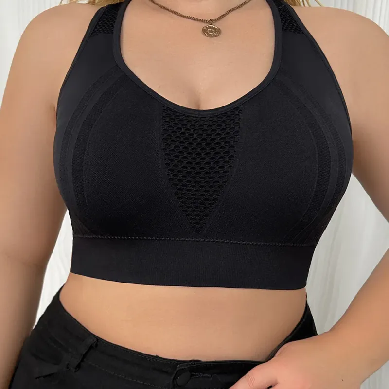 European American Plus-Size Sports Bra Beautiful Back See-Through Push-Up Slimming Hollow-Out Lingerie Naked-Feel Wholesale