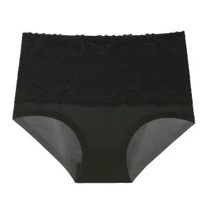 Mid-Rise Plus Size Women's High Cut Panties Breathable Lace Floral Everyday Woven Washed Technics Nylon/Spandex