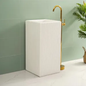 Luxury Modern Twisted Waist Shape Artificial Stone Farmhouse Hotel Floor-To-Ceiling Basin Sink (E0002-0002)
