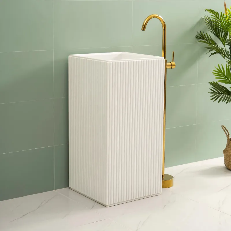 Luxury Modern Twisted Waist Shape Artificial Stone Farmhouse Hotel Floor-To-Ceiling Basin Sink (E0002-0002)