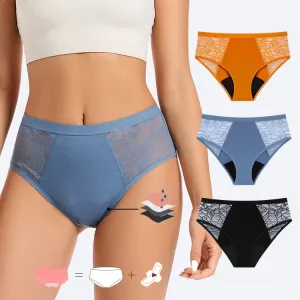 ODM Factory 4 Layer High Waist Breathable Lace Menstrual Panties for Women Leak-Proof Sanitary Free Hipster Panties