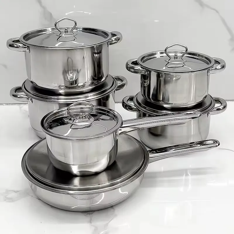 Multifunctional Stainless Steel Cookware Set With Cooking Utensils Set Cookware Set Kitchen Tools Cooking Pot Bowl Ladle Frying Pan（B0002-0005）
