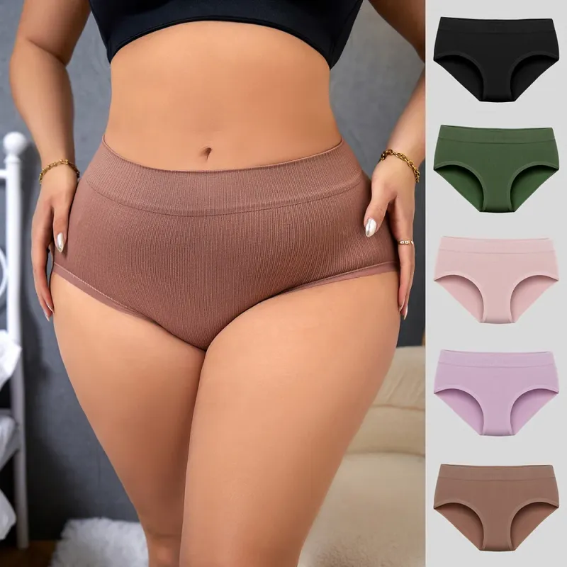 Women's Fashionable Summer Briefs 100kg Cross-Border Thin Breathable Seamless Everyday Underwear Quick-Drying Solid Color