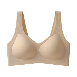 Factory Supply Women's Sports Bra Embroidery Strapless Push-Up Wire Free Breathable Comfortable Extra Padding Workouts Hot Sale