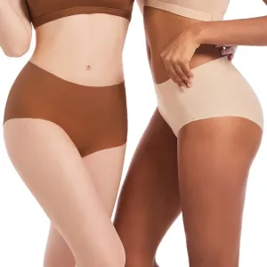Women's Hipster Panties Everyday Lady Briefs 7A Antibacterial Mid Waist No Show Breathable Seamless Hipster Underwear