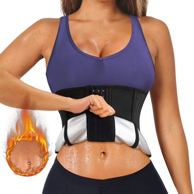 European American Style Cross-Border Women's Four-Row Buckle Fitness Tops Postpartum Sweat-Inducing Waist Abdomen Silk