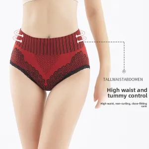 Palace Women's High Waist Tummy Control Butt Lift Cross-Border Lace Anti-Bacterial Silk Medium Control Large Size Everyday