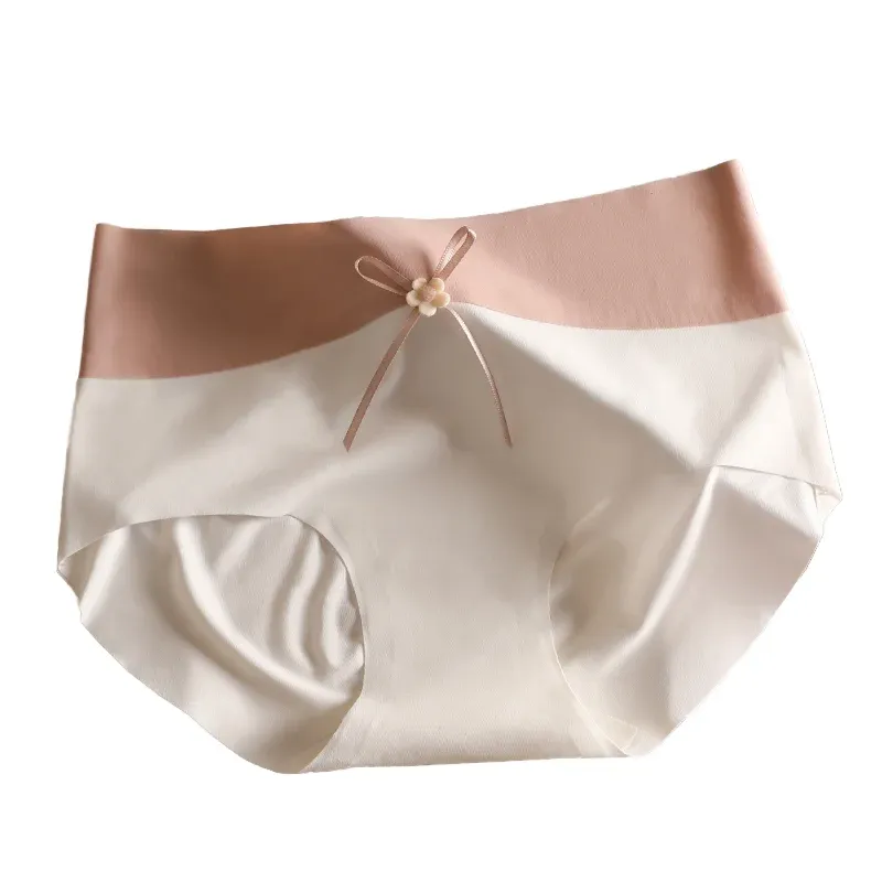 2024 New Women's Adults Seamless Mid-Wrist Graphene Crotch 7A Antibacterial Pure Cotton Solid Knitted XL Breathable High Cut Bow