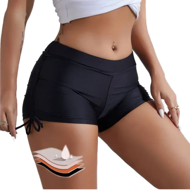 Custom High Absorption Protection Solid Sports Women's Period Swimwear Boyshort Leak Proof Menstrual Swimming Menstrual Panties