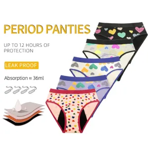 OEM Printong for Culotte Menstruelle for Period Panties Solid Knitted Underwear Waist Leak-Proof for Teen Girls