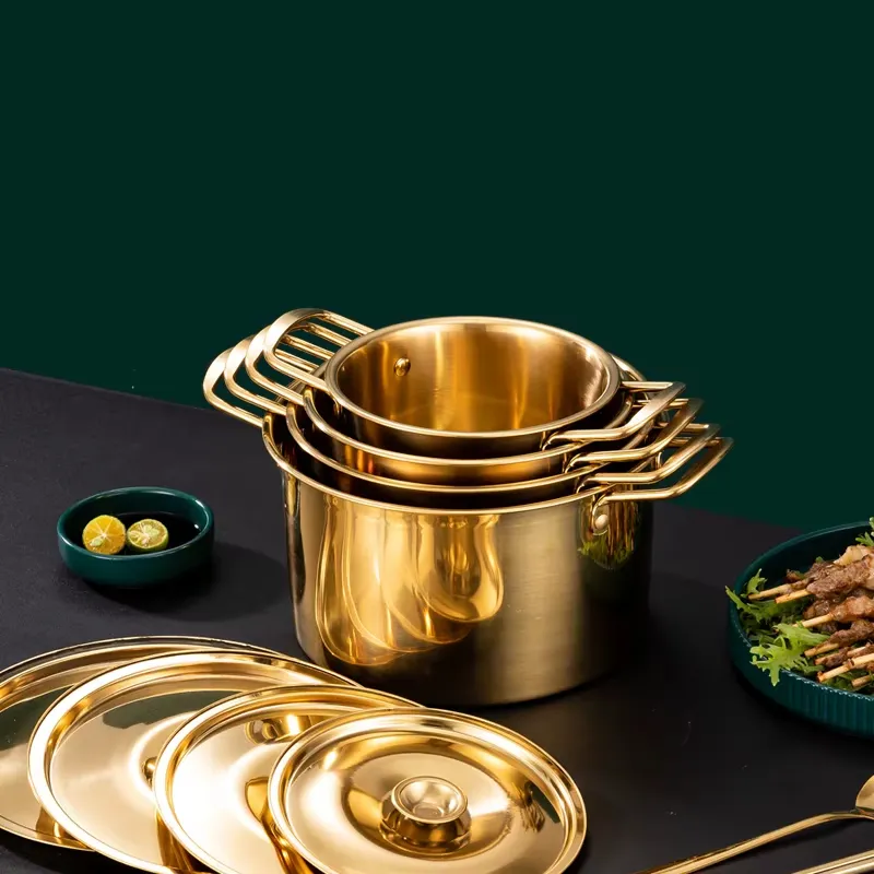Korean-Style Stainless Steel Double-Eared Army Cooking Noodle Pot Small Hot Pot (B0002 - 0002)