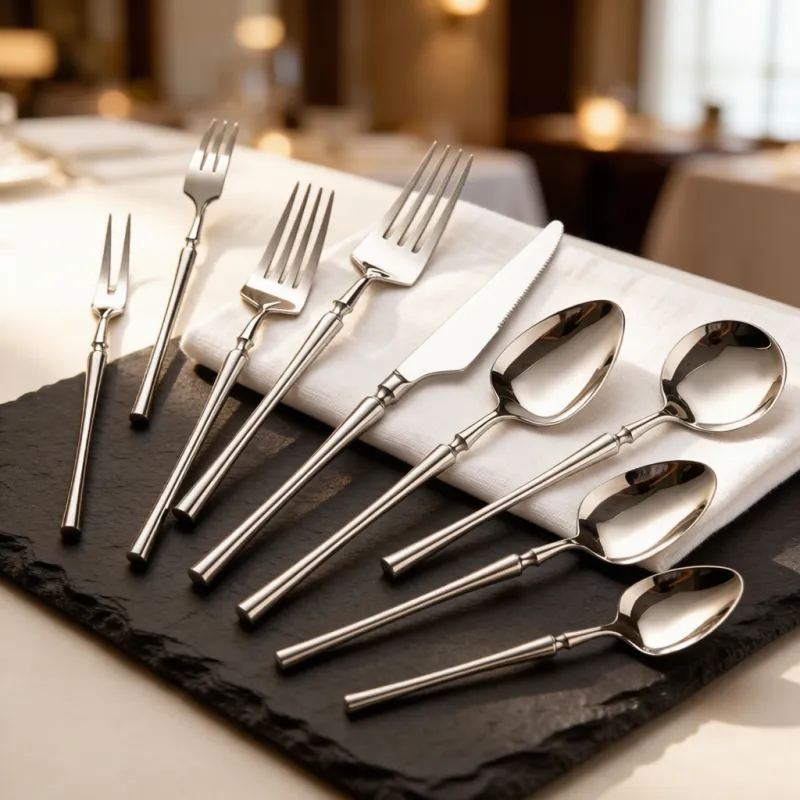 Thickened Hotel 304 Stainless Steel Square Handle Steak Knife Fork Spoon Dessert Spoon Knight Western Cuisine Knife Fork Spoon Set（A0003-0004）