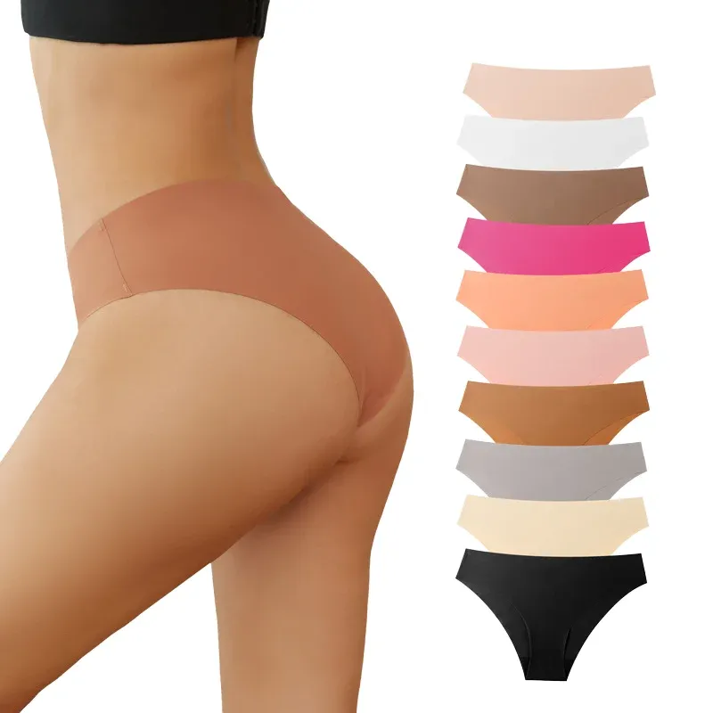 Women's Soft Smooth Seamless Panties Sexy Underwear Breathable Low-Rise Underwear Everyday Style Solid Pattern Knitted Waist
